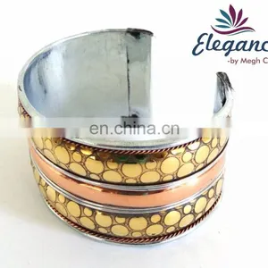 Wholesale Indian Fashion Cuff Bracelets Metal Bangles -brass Bracelets-Wholesale Indian Costume Cuff Bracelets thumbnail-2