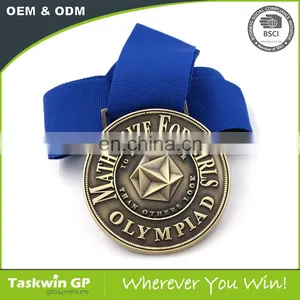 Antique Gold Plated Free Design Custom Sport Medals With Ribbon thumbnail-4