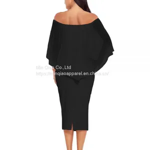 Min Qiao Women's off the Shoulder Backless Bodycon Midi Dress thumbnail-2