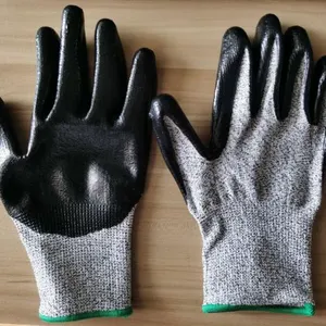 Anti Cut Level 5 13G HPPE Fiberglass Liner Nitrile Smooth Coated Cut Resistant Gloves With EN388 4544 thumbnail-4