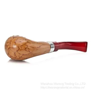 145mm Length Wooden Resin Short Tobacco Pipe With Yellow Flower Engraving Head for Smoking thumbnail-3