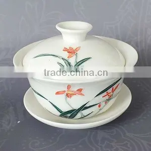 Flower Porcelain Gongfu Teacup Gaiwan 120ml,tureen thumbnail-1