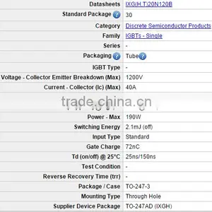 Bipolar Translator IXGH20N120BD1 IGBT 1200V 40A 190W TO247 thumbnail-3