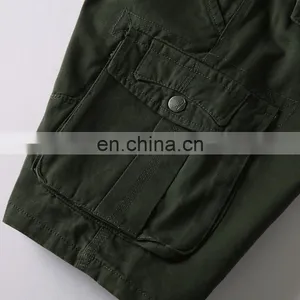 Mens Twill Denim Zip Fly Casual Chino Cargo Shorts Pants With Pocket thumbnail-5