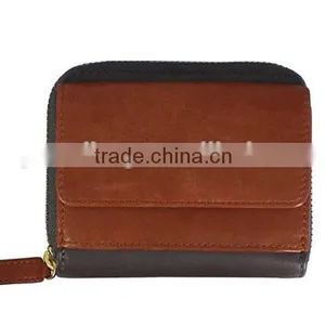 Wholesale Real Cow Leather Women Money Pouch Contrast Color Coin Holder Purse Zip Around for Women thumbnail-5