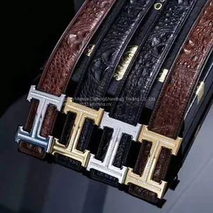 Authentic Crocodile Leather Belt Men's Genuine Leather Pin Buckle Genuine Smooth Buckle Business Belt Trend Youth Wild thumbnail-1