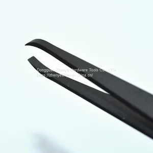 Plastic Tweezers Black Flat Head Elbow Pointed Flat Nose Round Head Plastic Anti-static Tweezers Carbon Fiber Tweezers 93304 thumbnail-4
