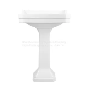 CUPC Bathroom 30 Inches 77cm Rectangle Ceramic Pedestal Sink With Backsplash thumbnail-5