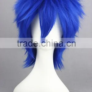 High Quality 35cm Short Straight VOCALOID Kaito Wig Blue Synthetic Anime Wig Cosplay Hair Wigs Party Wig thumbnail-3