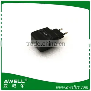 Black Dual Usb Wall Charger With EU Plug ,2 Ports Usb Travel Charger for Cell Phone thumbnail-2