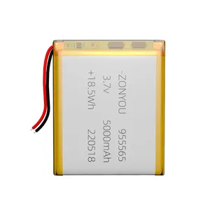 ZonYou 5Ah Lithium Polymer Batteries 955565 Pouch Cell With Long 500 Cycles Life Span for Electric Power Tools Toys Fans Banks thumbnail-1