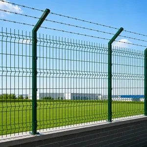 Hot Dipped Galvanized 3D Wire Mesh Fence With Peach Post for Private House Yard Isolation thumbnail-1