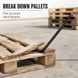 Wrecking Bar Hex Shaft Nail Puller V Notch Claw End Flat Chisel Tip Heavy Duty For Opening Nailed Wooden Crate Lid thumbnail-4