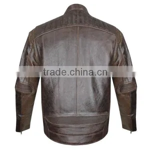 Armored Leather Motorcycle Jacket With Gun Pocket thumbnail-3