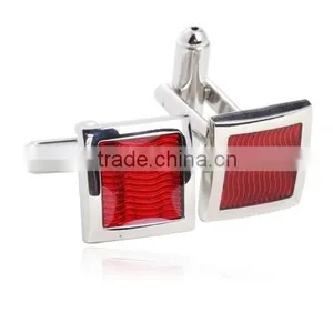 18k Platinum Plated Red Enamel Cufflinks, Red Enamel Cufflinks thumbnail-1