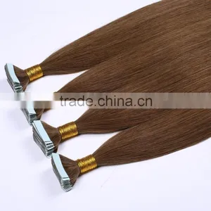 Cuticle Silky Mongolia Malaysia Peruvian Russian European Indian Brazilian PU Skin Weft Remy Tape Hair thumbnail-4