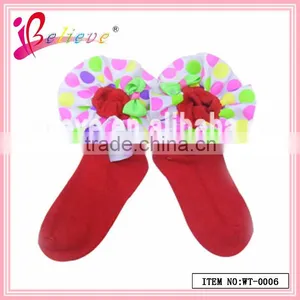 Hot Sale Baby Products Made in China Ribbon Decoration Nice Soft Baby Christmas Socks (WT-0006) thumbnail-1