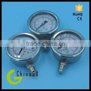 PGV Series All Stainless Glycerine or Silicone Oil Filled Pressure Gauge Manometer thumbnail-1