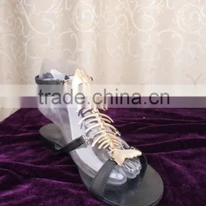 Latest Design Women Black Sandals Shoes Genuine Leather Fishbone Summer Shoes Women Flat Shoes thumbnail-3