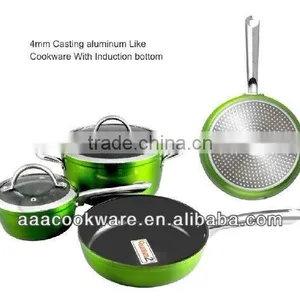 2015 New Item 9PCS Guangdong Quality Hard Anodized 4mm Aluminium Non-stick Cookware Set With Induction Bottom For Wholesale thumbnail-1