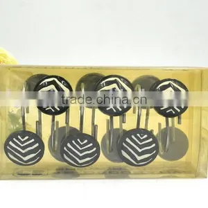 Round Black Pattern Polyresin Shower Curtain Hooks thumbnail-5