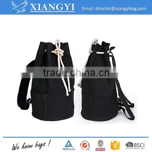Fashionable Durable 16OZ Washed Canvas Drawstring Bucket Bag Outdoor Football Basketball Backpack thumbnail-1