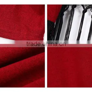 Women Garment Factory Low Price Red Coat Tassel Long Sleeves Tops thumbnail-6