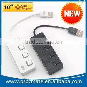 Factory Price USB 3.0 Hub 4 Ports Speed 5Gbps for PC Laptop With On/off Switch WHITE thumbnail-1