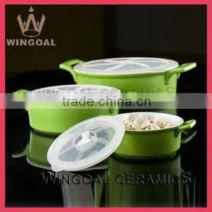 Porcelain and Stoneware Casserole Set of 3 thumbnail-1