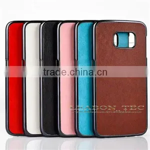 2015 New Arrival Leather Coated Plastic PC Back Case for Samsung Galaxy S6 thumbnail-1