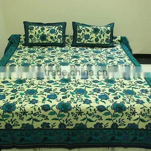 100 % PURE COTTON PRINTED BEDSHEETS, INDIAN PRINTED BEDSHEETS, JAIPURI PRINTED BEDSHEETS thumbnail-1