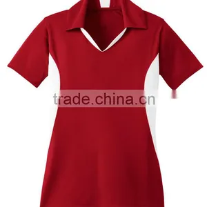 Ladies Two Tone Short Sleeve Polo Shirt thumbnail-1