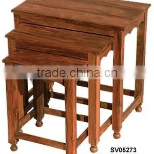 Wooden Nest of Table,stool,living Room Furniture,home Furniture,sheesham Wood Furniture thumbnail-1