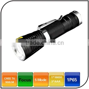 CREE XML T6 3.7v 18650 Battery IP65 Zoom Focus Pocket Rechargeable Hunting Torch thumbnail-1