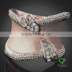 18k Rose Gold Plating Crystal Leaf Rings thumbnail-1