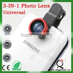New Mobile Phone Eyes Clip Fish Eye Lens Cellphone 3 in 1 Universal Clip Lenses thumbnail-1