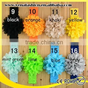 Lace Elastics Chiffon Flower Baby Hair Colorful Head Bands thumbnail-5