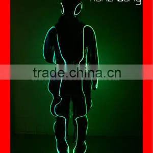 Wireless DMX512 Fiber Optic Tron Dance Costume With Hat, LED Color Change Clothes for Hip Pop Dance thumbnail-3