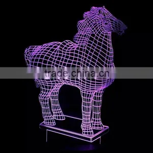 3D Optical Night Light Horse 7 RGB Light Colors 10 LEDs AA Battery or DC 5V Mixed Lot thumbnail-4
