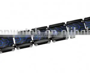 Black & Blue Fashion Men Tungsten Carbide Foldover Clasp Bangle Bracelet thumbnail-3