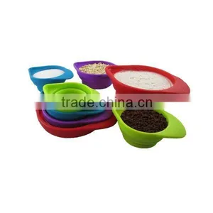 FDA Silicone Stackable and Space Saving Foldable Silicone Measuring Cups Set Measuring Tool thumbnail-5