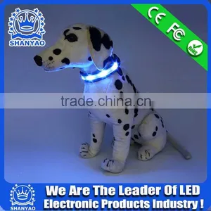 Blue Mini LED Light Leather LED Dog Collar Bulk thumbnail-3