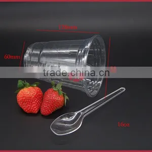 High Transparent Disposable PET Plastic Cups 16oz Cold Drink thumbnail-2