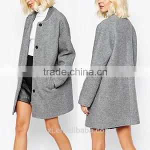 OEM Service Supplier Oversize Tweed Women Winter Wear Fashion Plain Windbreaker thumbnail-5
