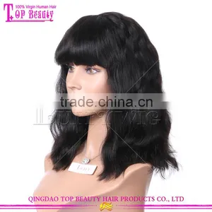 Large Stock Glueless 100 Brazilian Virgin Hair Wigs Human Hair Lace Front Wigs With Bangs thumbnail-4