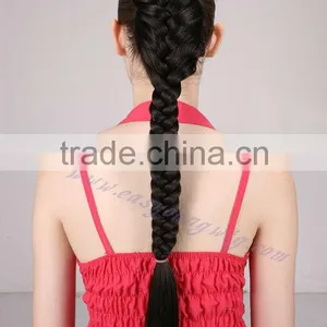 Custom Long Snap on Synthetic Fishtail Plait Ponytail Hair Pieces thumbnail-2