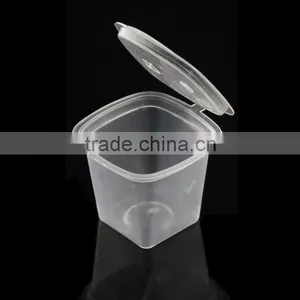 Plastic Sauce Container Square Clear Cup With Lid thumbnail-1