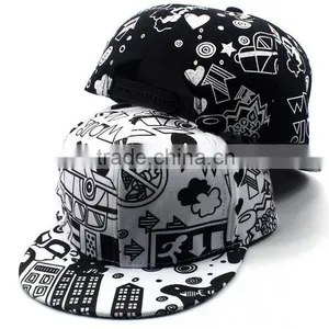 Wholesale Two Tone 100% Acylic Flat Brim Bulk Snapback Caps Floral Printing thumbnail-6