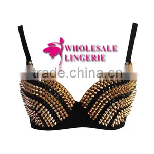 Gold Spike Bra Plus Size Rivet Bra thumbnail-1