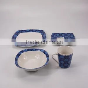 Vintage Blue Floral Printed Kitchen Porcelain Dinnerware Set Ceramic thumbnail-2